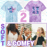 Disney Stitch T Shirt 2 Pack for Girls and Teenagers Short Top Sleeve Crew Neck T-Shirts Multipack Soft Comfy Breathable Stitch Gifts for Girls