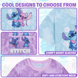 Disney Stitch T Shirt 2 Pack for Girls and Teenagers Short Top Sleeve Crew Neck T-Shirts Multipack Soft Comfy Breathable Stitch Gifts for Girls