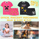 Get Trend PJs for Girls Pack of 2 Short Sleeve Pyjamas Set for Kids Teenagers Lounge Sets Nightwear Soft Comfy Sleepwear Gifts for Girls