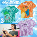 Pokemon T Shirt for Boys Teenagers Pikachu Top Pack of 1 or 3 Pack Short Sleeved Tee Soft Breathable Casual Anime Gifts for Boys