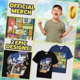 Sonic The Hedgehog Tops 2 Pack for Boys Short Sleeve T Shirts Crew Neck Knuckles Shadow Casual Tee Multipack Soft Comfy Breathable Gamer Gifts for Boys