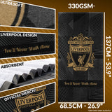 Liverpool F.C. Towel for Men Women Teens Boys 100% Cotton Football Crest Quick Dry Beach Bath Towel for Swim Gym Holiday Shower Bath Supporters' Gear 137x69cm (Black)