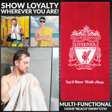 Liverpool F.C. Towel for Men Women Teens Boys 100% Cotton Football Crest Quick Dry Beach Bath Towel for Swim Gym Holiday Shower Bath Supporters' Gear 137x69cm (Red)