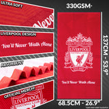 Liverpool F.C. Towel for Men Women Teens Boys 100% Cotton Football Crest Quick Dry Beach Bath Towel for Swim Gym Holiday Shower Bath Supporters' Gear 137x69cm (Red)
