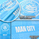 MANCHESTER CITY F.C. Bath Towel for Men Women Teens Boys 100% Cotton Quick Dry Football Crest Beach Towel Swim Gym Holiday Shower Supporters' Gear 137 x 69cm (Blue, 137x68.5cm)
