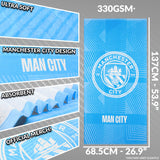 MANCHESTER CITY F.C. Bath Towel for Men Women Teens Boys 100% Cotton Quick Dry Football Crest Beach Towel Swim Gym Holiday Shower Supporters' Gear 137 x 69cm (Blue, 137x68.5cm)