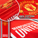 Manchester United F.C. Towels for Men Women Teens Boys 100% Cotton Football Crest Quick Dry Beach Bath Towel Swim Gym Holiday Shower Bath Supporters' Gear 137x69cm