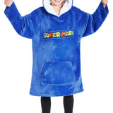 Super Mario Blue Hoodie For Boys, Fleece Oversized Hoodie Blanket for Kids - Get Trend