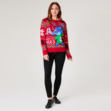 Disney Stitch Womens Christmas Jumper Crew Neck with Long Sleeves for Adults Teens