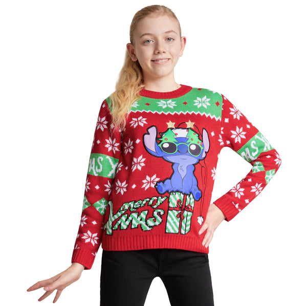 Disney Stitch Christmas Jumper - Kids Festive Christmas Sweater