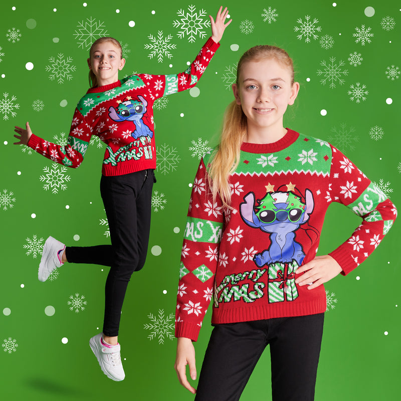 Disney Stitch Christmas Jumper - Kids Festive Christmas Sweater - Get Trend