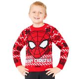 Marvel Spiderman Boys Knitted Christmas Jumper, Cosy Festive Xmas Sweater