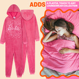 Barbie Girls & Teenagers Fleece Onesie with Hood, Cosy Loungewear -  Gifts for Girls