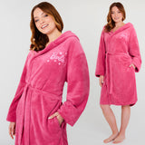 Barbie Womens Fleece Dressing Gown with Hood, Cosy Bathrobe Fluffy Loungewear Robe Nightwear - Gifts for Her