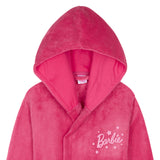 Barbie Girls Teenagers Fleece Dressing Gown with Hood & Pockets, Cosy Robe Fluffy Loungewear Nightwear - Gifts for Girls