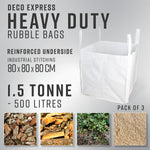 Deco Express Garden Waste Bags - Heavy Duty Bags - White 1.5T - 3 Pack - Get Trend