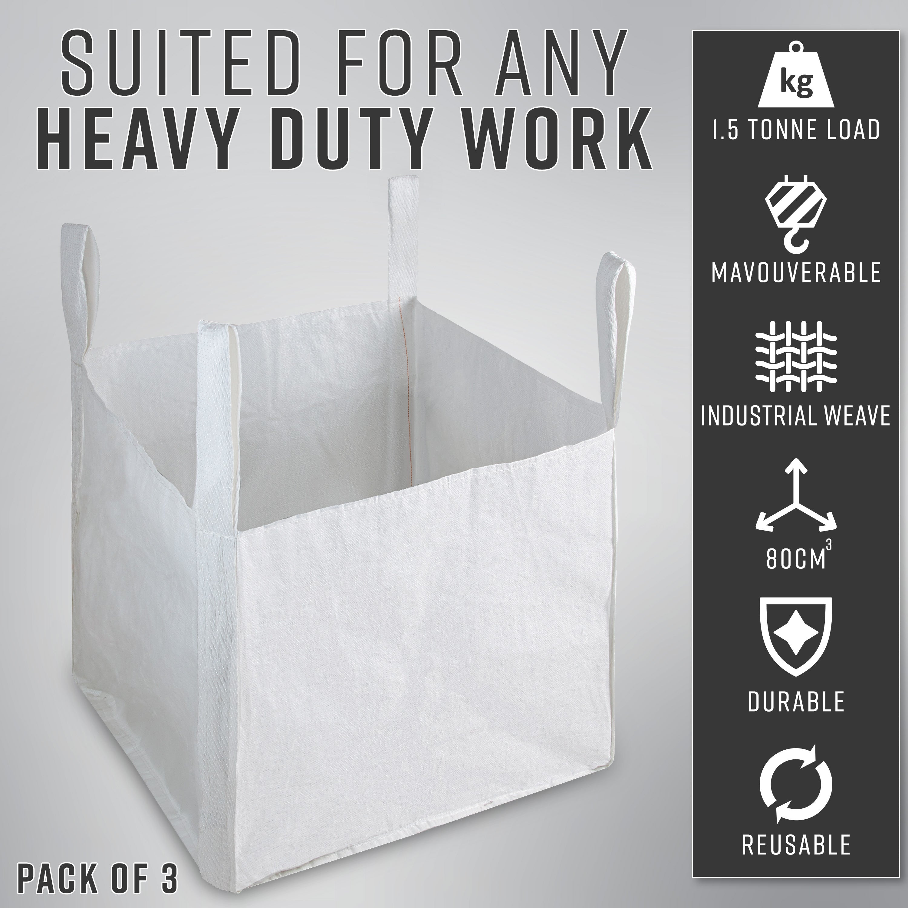 Deco Express Garden Waste Bags - Heavy Duty Bags - White 1.5T - 3 Pack - Get Trend