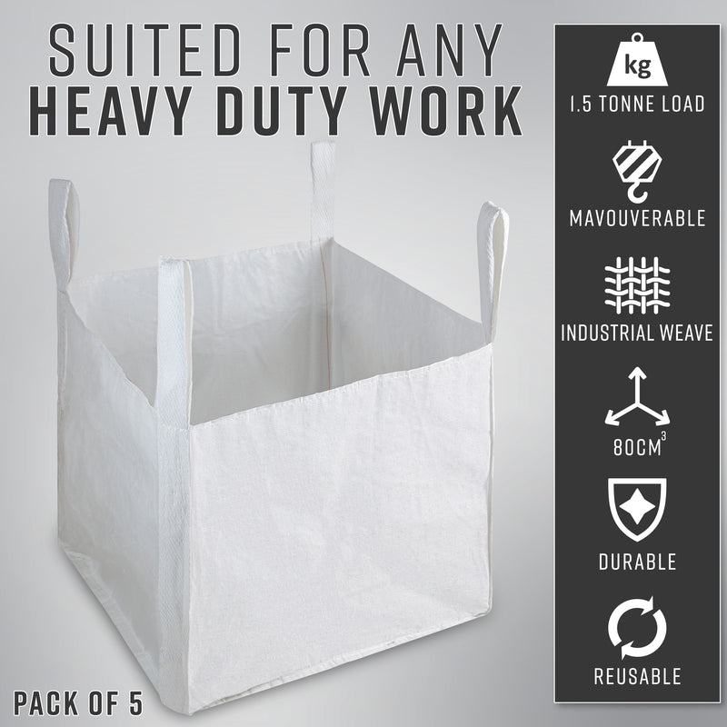 Deco Express Garden Waste Bags - Heavy Duty Bags - White 1.5T - 5 Pack - Get Trend
