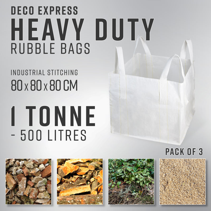 Deco Express Garden Waste Bags - Heavy Duty Bags - White 1T - 3 Pack - Get Trend