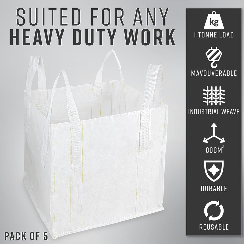 Deco Express Garden Waste Bags - Heavy Duty Bags - White 1T - 5 Pack - Get Trend