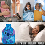 Disney Stitch Hot Water Bottle, Hot Water Bag with Soft Cover Hand Feet Warmer - Get Trend