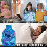 Disney Stitch Hot Water Bottle, Hot Water Bag with Soft Cover Hand Feet Warmer - Get Trend