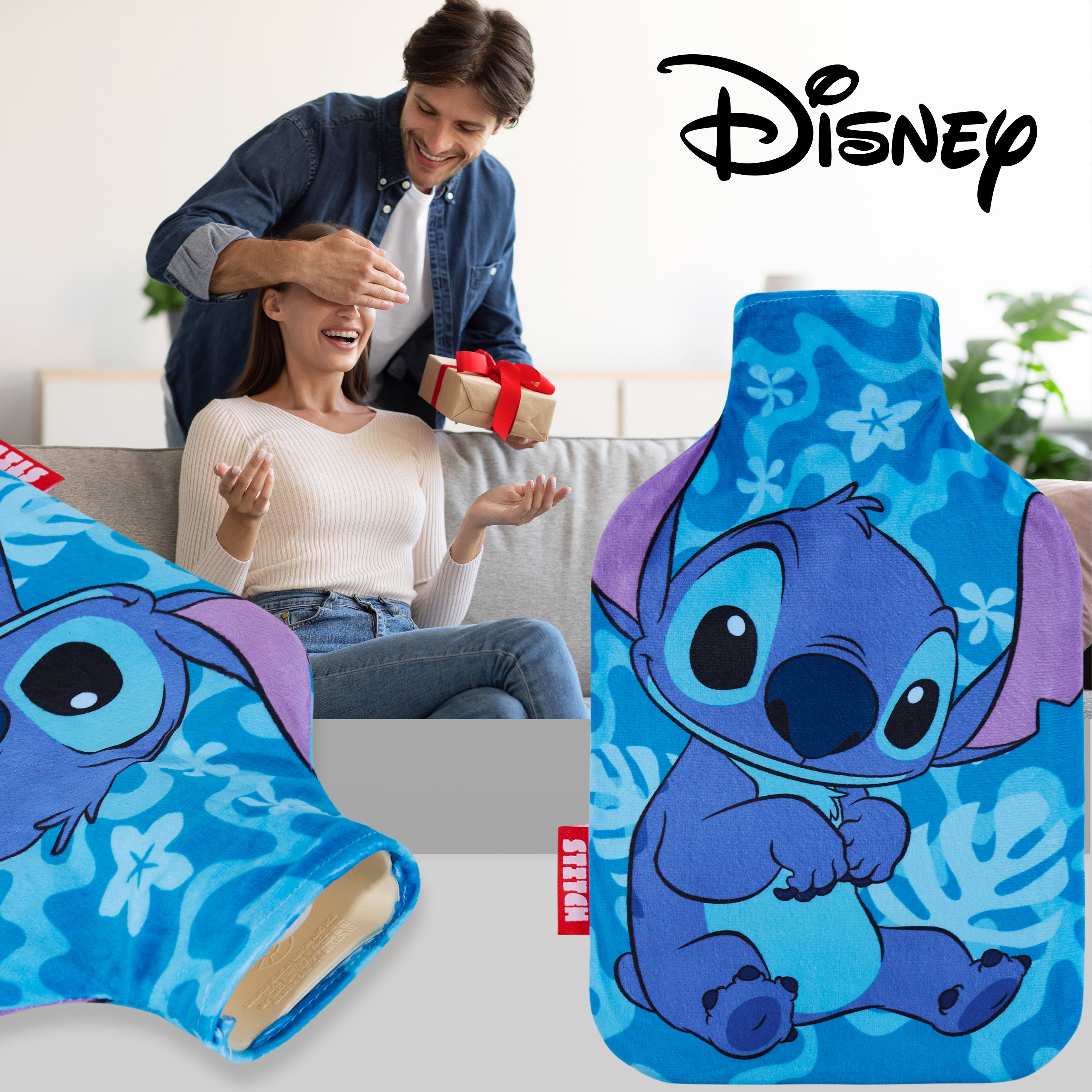 Disney Stitch Hot Water Bottle, Hot Water Bag with Soft Cover Hand Feet Warmer - Get Trend
