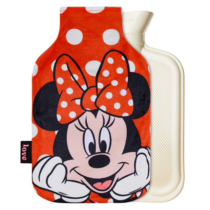 Disney Stitch Hot Water Bottle with Fleece Cover -Red Minnie