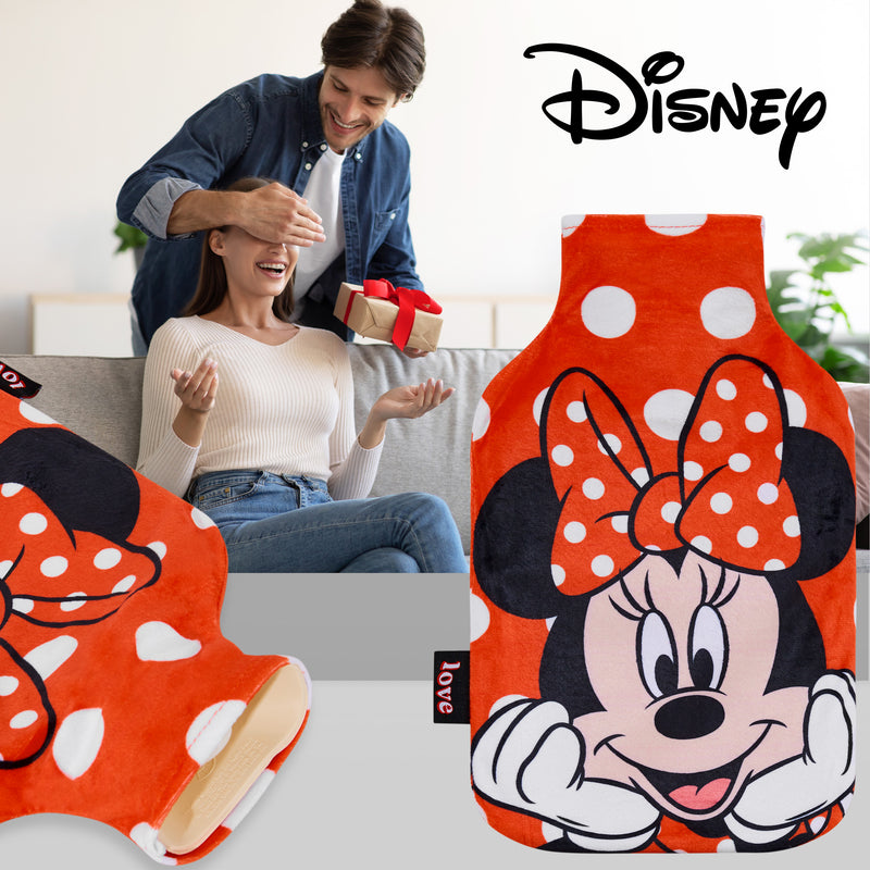 Disney Hot Water Bottle with Fleece Cover -Red Minnie - Get Trend