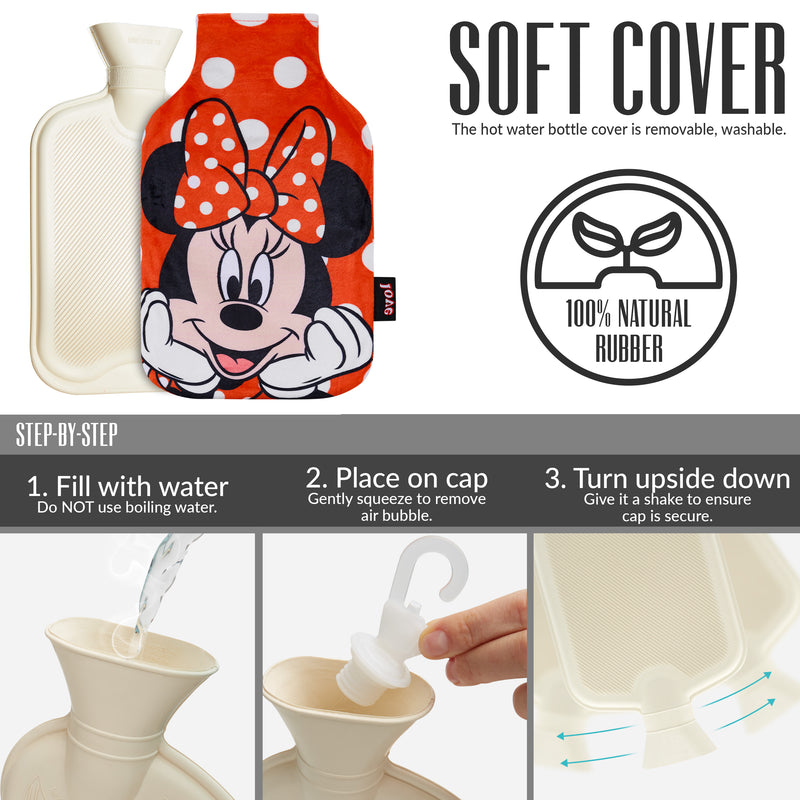 Disney Hot Water Bottle with Fleece Cover -Red Minnie - Get Trend