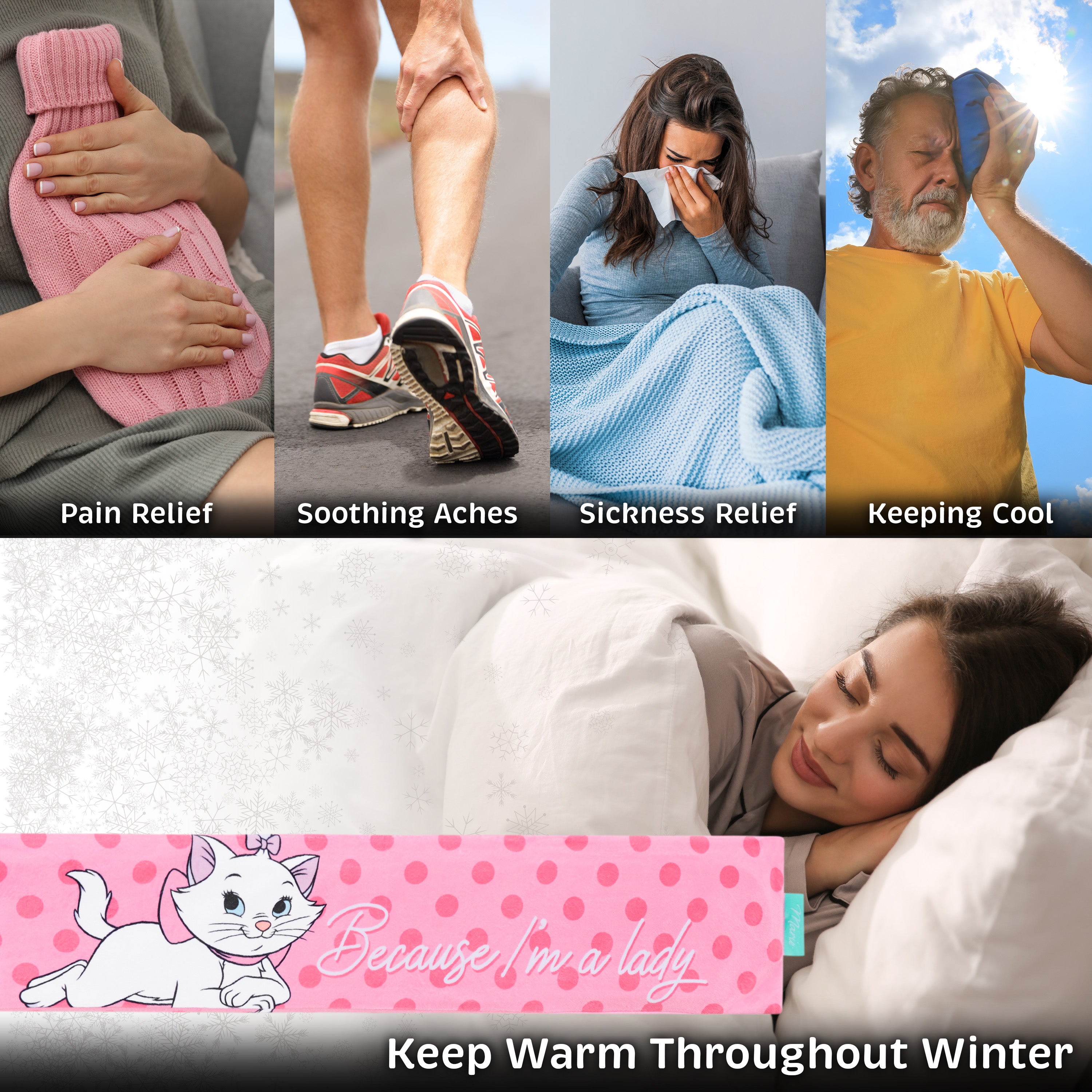 Disney Hot Water Bottle with Fleece Cover - Pink Marie - Get Trend