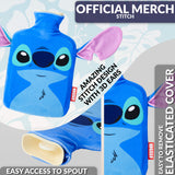 Disney Stitch Hot Water Bottle with Soft Cover - 1.8L Capacity - Stitch Gifts (Blue 3D Ears)