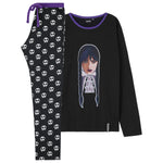 Wednesday Girls Pyjamas - Long Sleeve & Bottoms PJs - Black/Wednesday - Get Trend