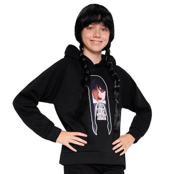 Wednesday Girls Hoodie - Hooded Sweatshirt for Girls - Black/Hug Zone - Get Trend