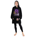 Wednesday Fleece Hoodie Blanket for Girls - Black/Purple - Get Trend