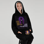 Wednesday Fleece Hoodie Blanket for Girls - Black/Purple - Get Trend