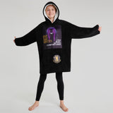 Wednesday Fleece Hoodie Blanket for Girls - Black/Purple - Get Trend