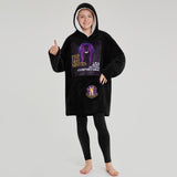 Wednesday Fleece Hoodie Blanket for Girls - Black/Purple - Get Trend