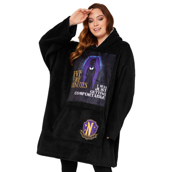 Wednesday Blanket Hoodie for Women and Teenagers - Black/Purple