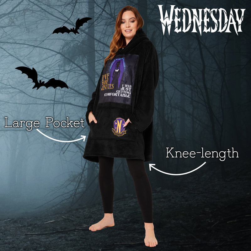 Wednesday Blanket Hoodie for Women and Teenagers - Black/Purple - Get Trend