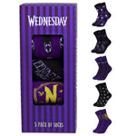 Wednesday Girls Socks - 5 Pack of Ankle Socks - Get Trend