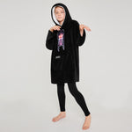 Wednesday Fleece Hoodie Blanket for Girls - Black - Get Trend