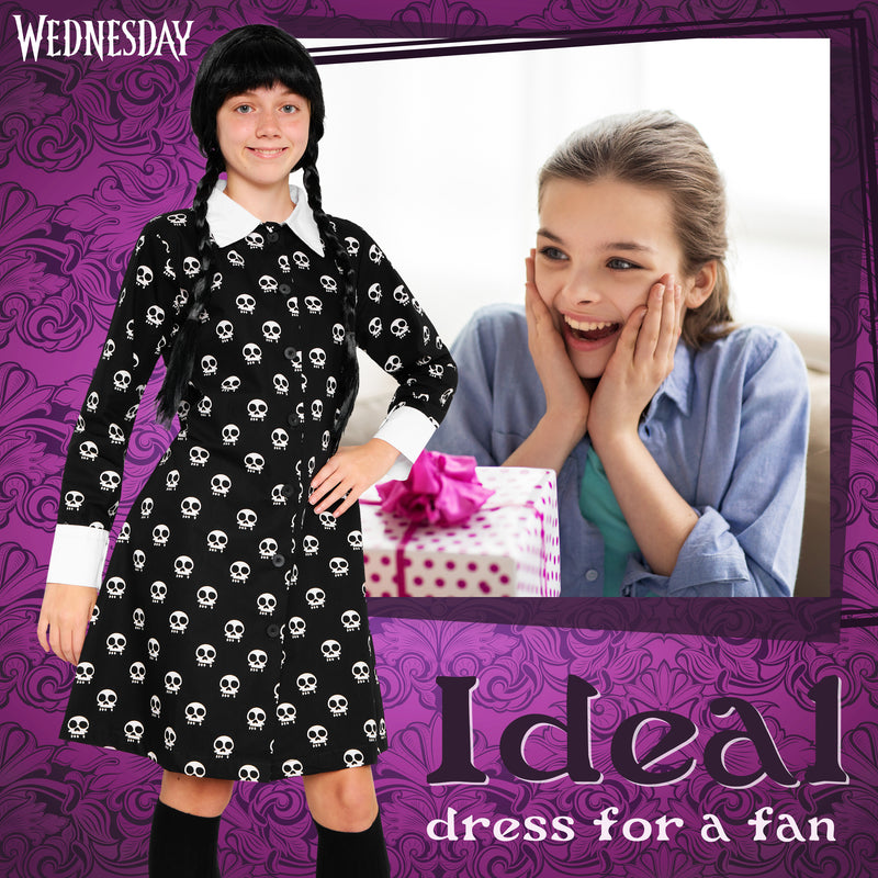 Wednesday Girls Dress with Long Sleeves