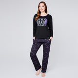 Wednesday Ladies Pyjamas Set - Black/Hand - Get Trend