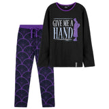 Wednesday Girls Pyjamas - Long Sleeve & Bottoms PJs - Black/Hand - Get Trend