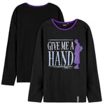 Wednesday Girls Pyjamas - Long Sleeve & Bottoms PJs - Black/Hand - Get Trend