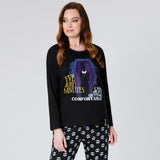 Wednesday Ladies Pyjamas Set - Black/Skull - Get Trend