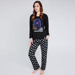 Wednesday Ladies Pyjamas Set - Black/Skull - Get Trend