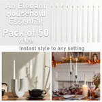 Dinner Candles - Tapered Candles Multipack   - White - 50 Pack - Get Trend