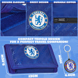 Chelsea F.C. Sports Fan Trifold Wallet Accessories Set with Card Slots & Coin Pocket